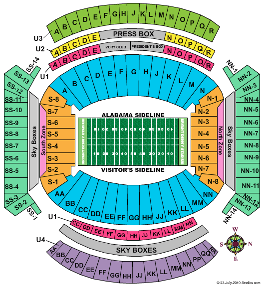 Bryant-Denny Stadium Football Seating Chart